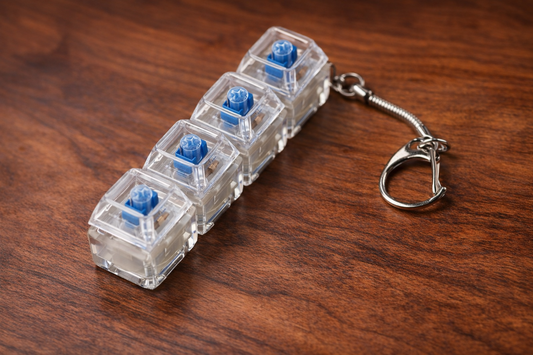 Mechanical Stress Relief Keychain – 4-Button Clicker Keyboard Fidget for Relaxation