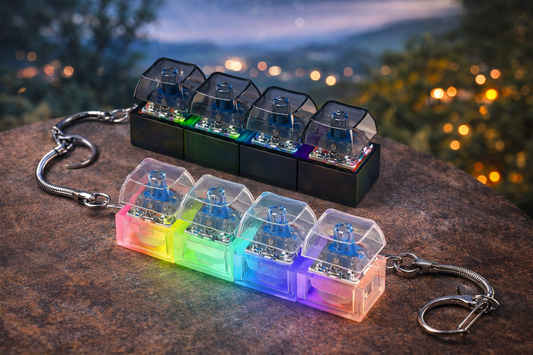 Mechanical Stress Relief Keychain – 4-Button Clicker Keyboard Fidget for Relaxation